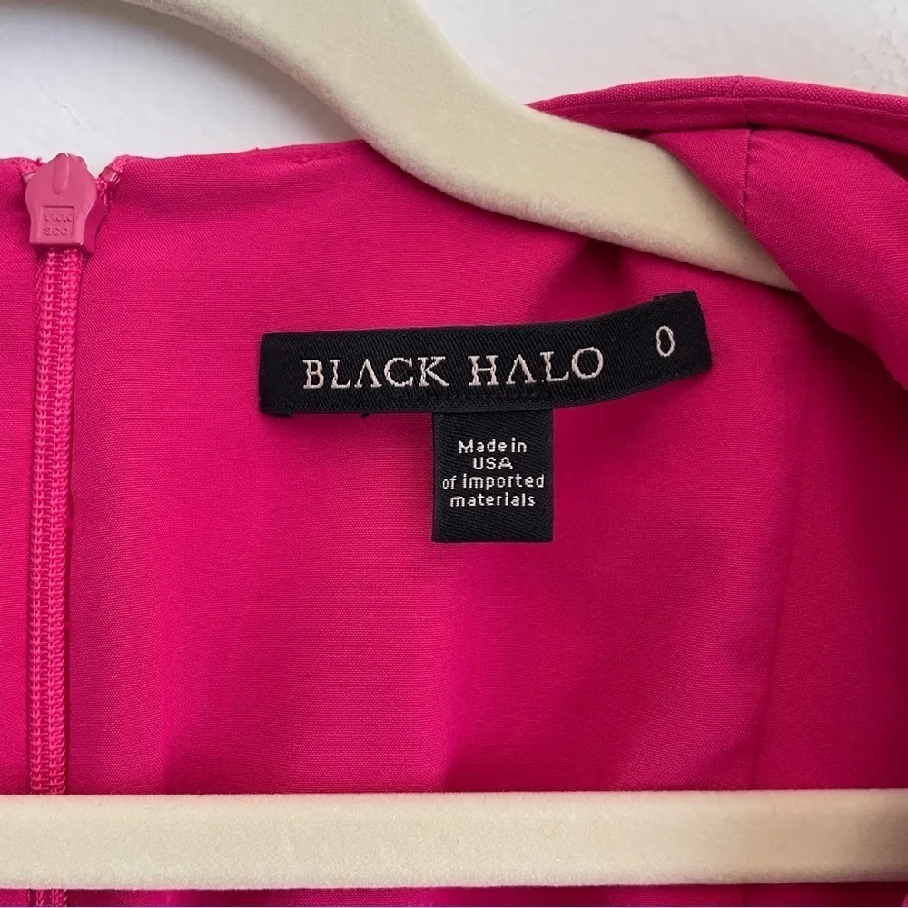 Black Halo Barbie pink fit flare dress women Sz 0 bright neon feminine valentine